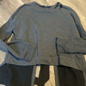 Zara Charcoal Gray Women's Crew Neck Sweater
